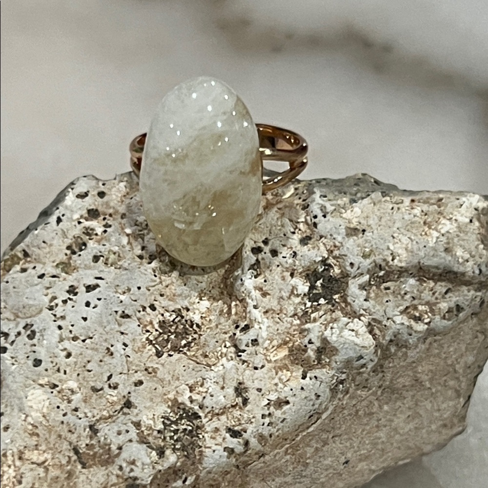 Gold And Cream Citrine Gemstone Ring